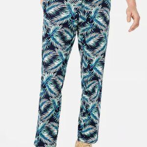 Club Room Men's Regular-Fit Stretch Palm-Print Pants Navy Blue Combo 33W 30L